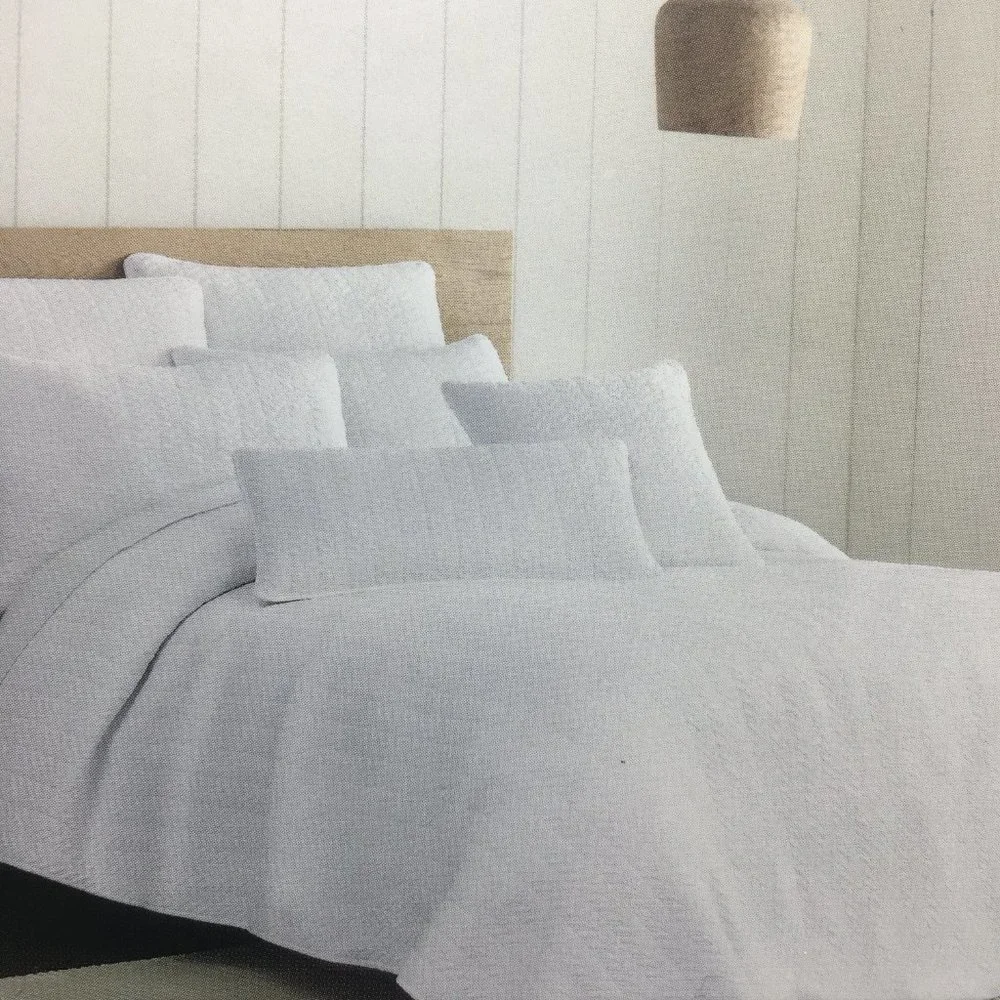 3pc J Joie Home White FULL/QUEEN Quilt Sham Bedding Set Cotton Cottage Farmhouse